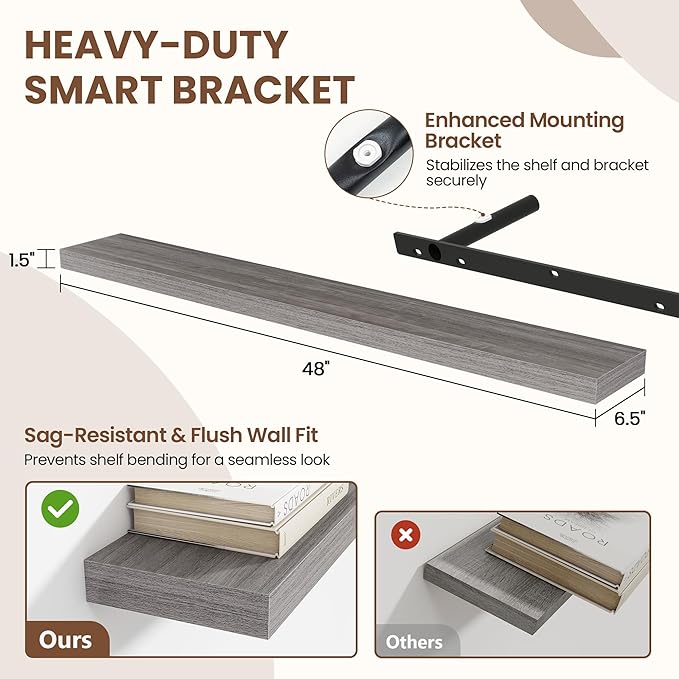 48 Inch Floating Shelves for Wall 2 Pack, 48