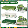 Geelin 4 Pcs St. Patrick's Day Table Decorations Wooden Shamrocks Rustic Tiered Tray Decor with Green Truck, Irish Farmhouse Shelf Centerpiece for Home Kitchen Living Room Holiday Decoration