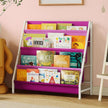 Kids Bookshelf for Kids Rooms, 4-Tier Montessori Bookshelf,Nursery Book Shelves,Pink Toddler Bookshelf, Metal Kid's Book Storage Organizer for Girls Room Furniture Playroom Kindergarten