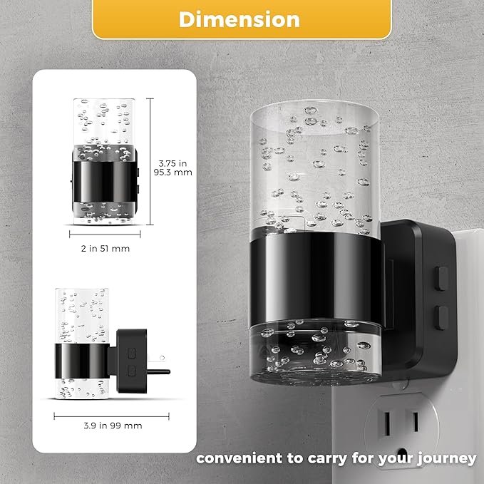 L LOHAS LED Night Lights Plug into Wall 2 Pack, Dimmable Night Light with Dusk-to-Dawn Sensor, Cool White/Soft White/Amber 3 Color Light, Adjustable Brightness, Bubble Nightlight with Rotatable Plug