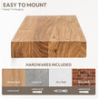 Marsmiles 24 inch Floating Shelves for Wall Solid Elm Wood Shelves|Rustic Wall Shelves with Invisible Heavy-Duty Bracket for Bathroom Living Room Kitchen|Natural, 2 Pack
