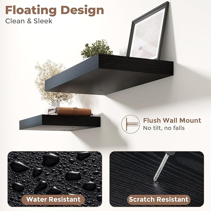 72 Inch Long Floating Shelves for Wall Set of 2, 12