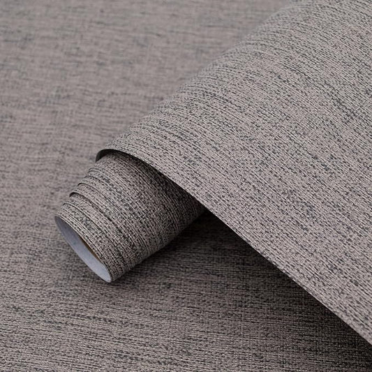 Yancorp 10ft Textured Fabric Wallpaper Faux Grasscloth Light Brown Peel and Stick Self-Adhesive Linen Removable Wallpaper Cabinets Counter Top Liners