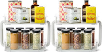 madesmart 2-Tier Plastic Multipurpose Kitchen Spice Organizer, Condiment Storage Spice Shelf for Cabinet Organization, Gray (Pack of 2)