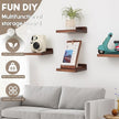 Small Floating Shelf, 5x6 Inch Display Ledges for Wall,Mini Shelves,Rustic Wood Shelf for Bedroom Living Room Bathroom Kitchen (6, Light Walnut)