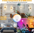 Battery Operated Wall Sconce Set of 2, Gold Rechargeable Dimmable Wall Light Fixture Remote, 12 RGB Colors & Timer, Wireless Lamp Linen Shade