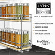 LYNK PROFESSIONAL® Élite™ Pull Out Spice Rack Organizer for Inside Kitchen Cabinets - 4-3/8 inch Wide - Slide Out Drawer – Wood/Chrome Sliding Spice Organization for cabinet - Spice Racks - 2 Tier