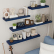 fuqing Blue Floating Shelves for Wall - Wood Wall Shelves Set of 3 - Dark Blue Shelves for Room Decor & Storage in Bedroom Living Room Bathroom Kitchen