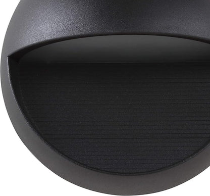 JONATHAN Y 6.25" Black Modern Round Outdoor Integrated LED Wall Sconce Light, Metal/Glass Waterproof Exterior Downlight for Porch, Patio, and Entryway, ETL Listed JYL7441A