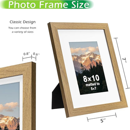 FrameWorks 2-Pack, 8x10 Matted to 5x7 Picture Frame, Golden Oak – Classic Wooden Photo Frame with Tempered Glass, Modern Matte Finish for Prints, Posters, Certificates & Wall Decor – Gallery-Ready