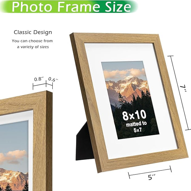FrameWorks 2-Pack, 8x10 Matted to 5x7 Picture Frame, Golden Oak – Classic Wooden Photo Frame with Tempered Glass, Modern Matte Finish for Prints, Posters, Certificates & Wall Decor – Gallery-Ready