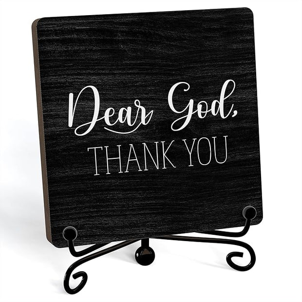 Modern Farmhouse Decor, Home Decor For Living Room, Boho Chic Aesthetic Shelf Decorations, Christian Dear God Sign, Farm House Entryway Tv Stand Fireplace Coffee Table Decoration (03)