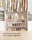SONGMICS Shoe Rack, 3-Tier Shoe Organizer, Metal Storage Shelf, Upright or Upside Down, for 16-20 Pairs, Stackable, for Entryway, 11.8 x 36.2 x 21.7 Inches, Jelly Pink ULSA303S01