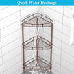 3 Tier Floor Standing Corner Shower Caddy Organizer Shelf with Hooks, Bathroom Shelves Stand Rack, Coffee