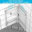 2 Tier Floor Standing Corner Shower Caddy Organizer Shelf with Hooks, Bathroom Shelves Stand Rack, Silver