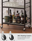 TUTOTAK Bar Cart - Serving Cart for Home - Microwave Cart, Drink Cart, Mobile Kitchen Shelf with Wine Rack and Glass Holder, Rolling Beverage Cart BC01BG030