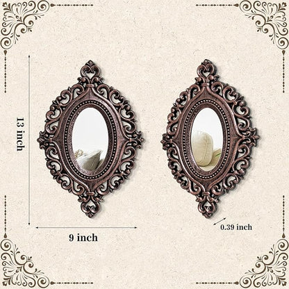 ZEXUIRU Set of 4 Wooden Rustic Wall Mirror Vintage Style Decorative Entry Mirror Farmhouse Wall Decoration for Living Room Bedroom Bathroom Kitchen