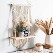 SnugLife Macrame Wall Hanging Shelf - Tier Wall Shelves with Handmade Woven Rope - Boho Shelves Organizer Hanger for Kitchen, Bathroom, Home Storage, Floating Indoor Plant Wall Shelf (1 Tier)