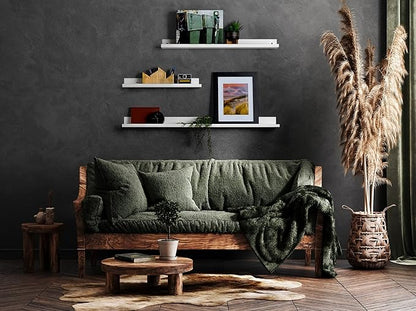 Infinite Design 24" Metal Floating Wall Shelf | Modern White Powder-Coated Steel Ledge, Made in USA | Wall-Mounted Shelf for Living Room, Kitchen, Bathroom, Bedroom or Office