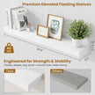 Fun Memories Floating Shelves for Room Wall, 36 Inch Long Shelf Set of 2， Hanging Wood Shelves for Storage & Display, White
