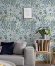 Peel and Stick Wallpaper Vintage Wall Paper Gray Blue Floral Contact Paper Removable Wallpaper 17.3
