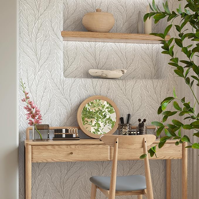 Leaf Wallpaper Peel and Stick Boho 17.3