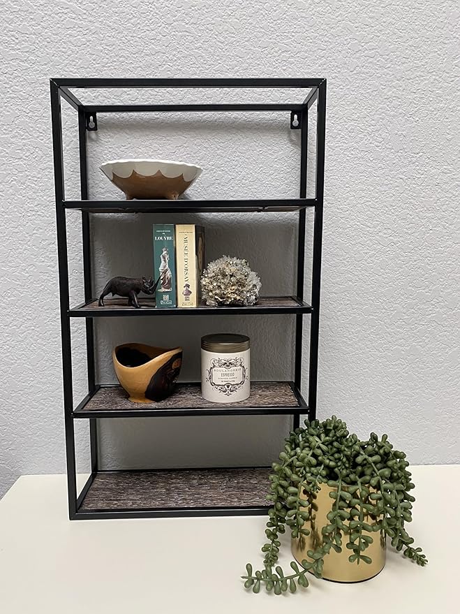 Admired By Nature 4 Tier Floating Shelf, Farmhouse Wall Decor, Rustic Wood Mounted Organizer for Home Decor, 1 Unit