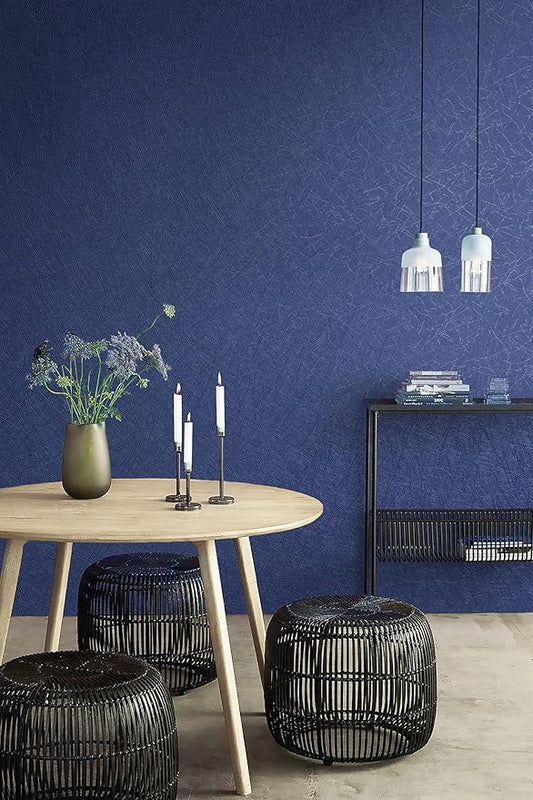 Safiyya 393"x 17.3" Wallpaper Silk Dark Blue Peel and Stick Wallpaper Dark Blue Contact Paper Self Adhesive Removable Solid Color Wall Paper for Bedroom Walls Vinyl Rolls