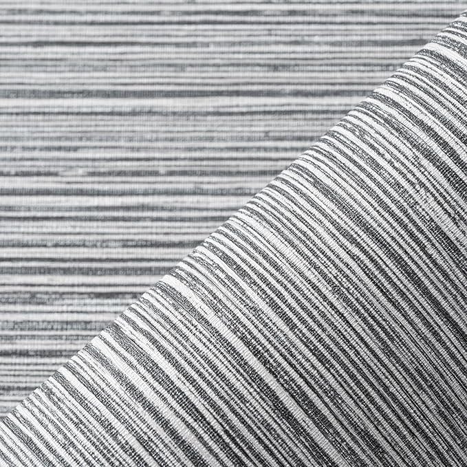 Grasscloth Textured Wallpaper Gray Peel and Stick 24inX393in Fabric Wall Paper Upgraded Thick Self-Adhesive Vinyl Contact Paper for Home Use(Dark Grey)