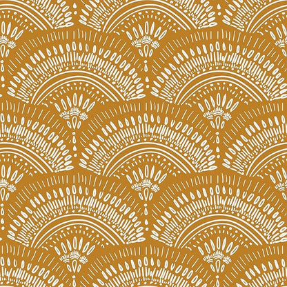 VEELIKE Mustard Yellow Geometric Wallpaper Peel and Stick Boho Wallpaper for Bedroom Bathroom Nursery 17.7''x354'' Removable Yellow Art Deco Wallpaper Renter Friendly Adhesive Contact Paper for Walls