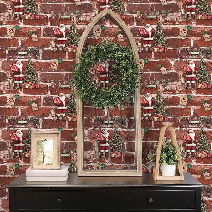 Christmas Wallpaper Brick Wallpaper Peel and Stick 17.3