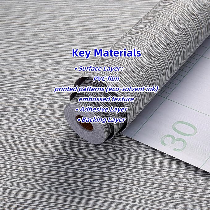 Haimin Grasscloth Wallpaper Textured 24in X 393in Fabric Contact Paper Brown Wall Paper Textured Linen Wallpaper Peel and Stick Self-Adhesive Thick Vinyl Embossed Film Wallpaper (Gray Brown)