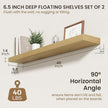 40 Inch Floating Shelves | 6.5 Inch Deep Oak Floating Shelves Set of 2 | 40