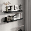 Fun Memories Floating Shelves 36 Inch Long, 9.3 Inch Deep Classic Crown Molding Floating Shelves for Wall, Rustic Wooden Shelves for Wall Decor Bathroom, Kitchen, Office, (Black, 2Pack)