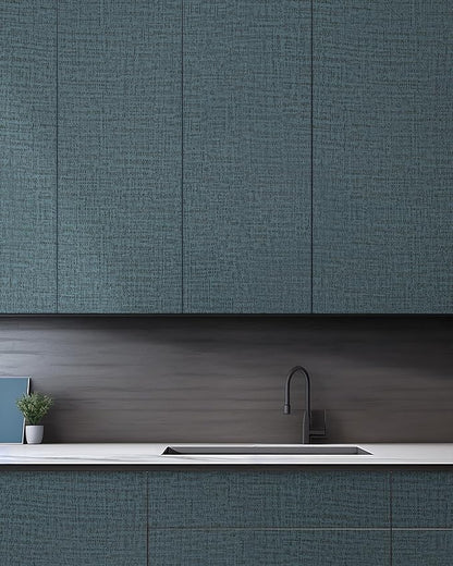 Guvana Grasscloth Peel and Stick Wallpaper Blue Textured Contact Paper Modern Removable Self Adhesive Wall Paper Thicken Fabric Faux Linen Wallpaper for Bathroom Bedroom Living Room 394inx15.7in