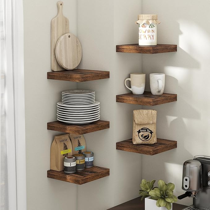 8 Inch Square Floating Shelves for Wall 3 Pack, 8