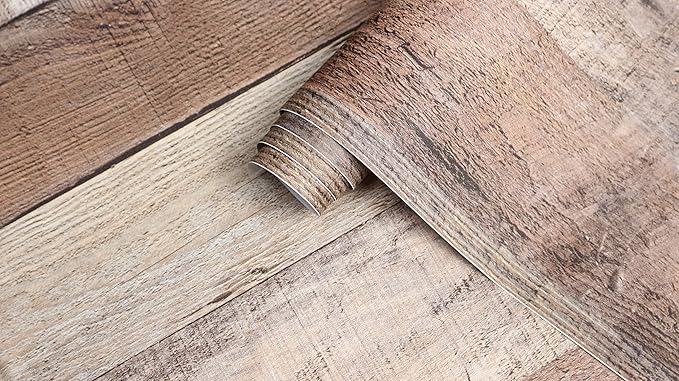 Yun-aeon Natural Wood-Cinnamon Wood Contact Paper Peel and Stick Wallpaper 17.3