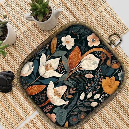 KSDUT Vintage Floral Wall Art Decor - Botanical Neutral Mid Century Modern Wall Art Canvas Frame Hanging Prints, Flower Landscape Square Wall Art Decor for Bathroom Home Gallery Decorations 6.5"x5.7"