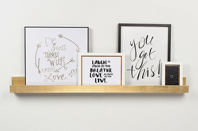 Kate and Laurel Levie Modern Floating Wall Shelf Picture Frame Holder Ledge, Gold