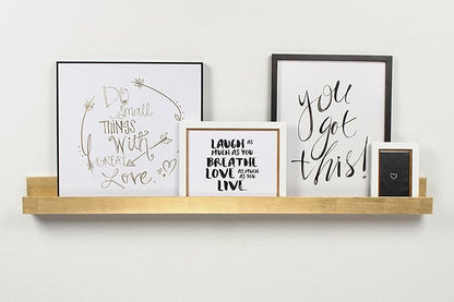 Kate and Laurel Levie Modern Floating Wall Shelf Picture Frame Holder Ledge, Gold