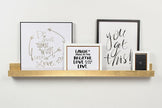Kate and Laurel Levie Modern Floating Wall Shelf Picture Frame Holder Ledge, Gold