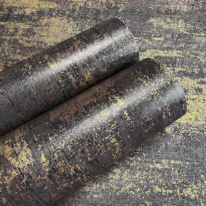JiffDiff Vintage Metallic Peel and Stick Wallpaper Industrial Metallic Concrete Wall Paper Modern Stick on Wallpaper Self Adhesive Contact Paper(17.3" x 1200" Black Gold)