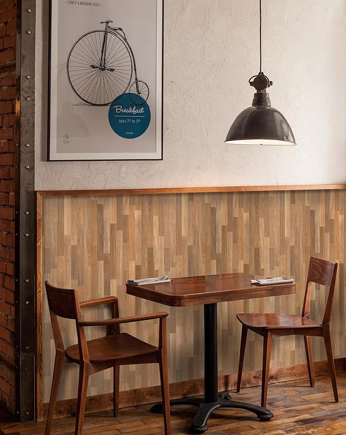MelunMer Wood Peel and Stick Wallpaper Wood Grain Contact Paper for Cabinets Self Adhesive Removable Wallpaper Faux Wooden Contact Paper for Countertop Decorative Planks Panel 393 in L 15.7 in W