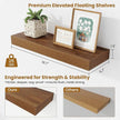 Fun Memories Floating Shelves Bathroom for Wall Mounted Shelves, 20 Inch Wood Shelf Set of 2, Home Storage & Display Decor, Walnut
