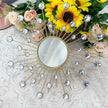 Uaussi 3 Pack Crystal Sunburst Wall Mirror Décor Rhinestone Mirrors Decorative Home Wall Art for Living Room Bedroom Entryway(Crystals Gold)