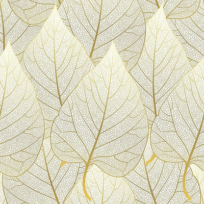 VaryStyle 17.7"x118" Luxury Gold Leaf Wallpaper White/Gold Peel and Stick Wallpaper Leaves Wall Mural Self Adhesive Stick on Vinyl Wallpaper Gold Contact Paper for Cabinets Bathroom Walls Shelf Liner