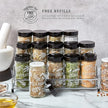 Kamenstein 15 Jar Lincoln Countertop Spice Rack with Spices Included, FREE Spice Refills for 5 Years, Chrome with Black Caps , 9.5 x 5.8 x 9