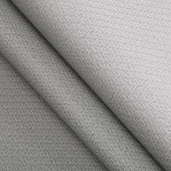 Haimin Fabric Wallpaper Textured Contact Paper (24in X 393in) Gray Grasscloth Wallpaper Peel and Stick Faux Linen Wall Paper Self-Adhesive Vinyl Looks Like Woven Straw
