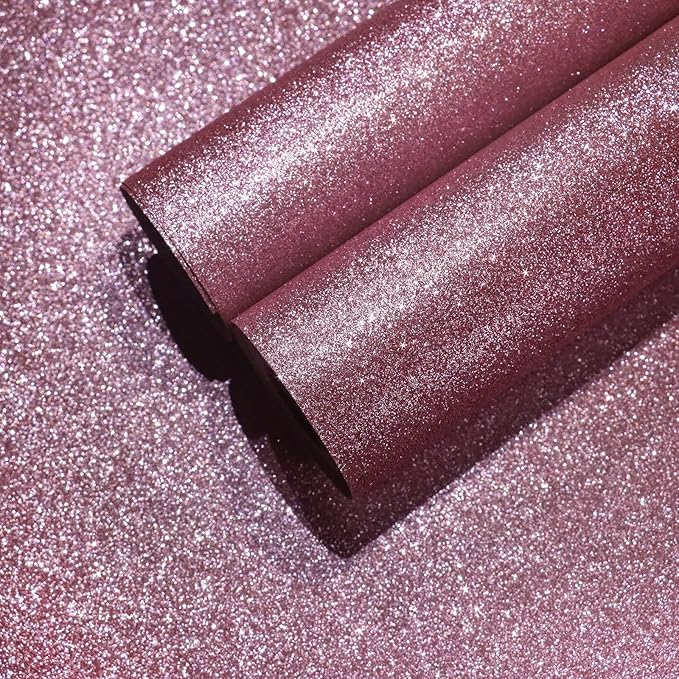 CHIHUT Pink Glitter Wallpaper Stick and Peel 15.7''x100'' Sparkle Glitter Contact Paper for Walls Dresser Self Adhesive Removable Glitter Wallpaper Roll Thickened Fabric Wall Paper for DIY Decoration