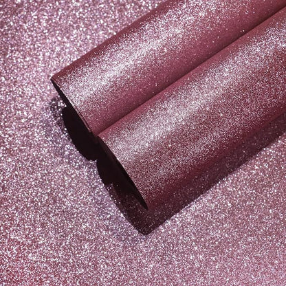 CHIHUT Pink Glitter Wallpaper Stick and Peel 15.7''x100'' Sparkle Glitter Contact Paper for Walls Dresser Self Adhesive Removable Glitter Wallpaper Roll Thickened Fabric Wall Paper for DIY Decoration